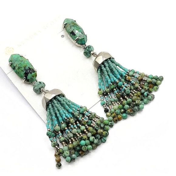 Kendra Scott Dove Statement Earrings in African Turquoise NWOT - Picture 2 of 8